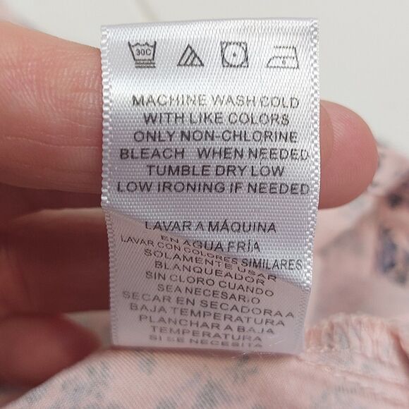 Billy T Floral Tencel Roll-Up Sleeves Shirt Women's Medium Split Back Cottage - Picture 6 of 8